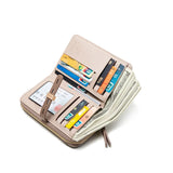 Women's Zip Long Wallet Buckle Bag Zero Wallet PU Frosted Vertical