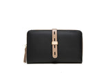 Women's Zip Long Wallet Buckle Bag Zero Wallet PU Frosted Vertical