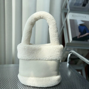 Plush Women's Bucket Bag Retro Handbag Autumn/Winter