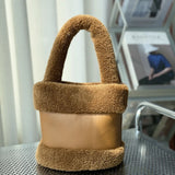 Plush Women's Bucket Bag Retro Handbag Autumn/Winter