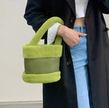 Plush Women's Bucket Bag Retro Handbag Autumn/Winter