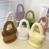 Plush Women's Bucket Bag Retro Handbag Autumn/Winter