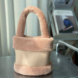 Plush Women's Bucket Bag Retro Handbag Autumn/Winter