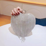 Crystal Evening Clutch Purse With Tassel Point Glitter