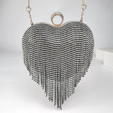 Crystal Evening Clutch Purse With Tassel Point Glitter