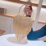 Crystal Evening Clutch Purse With Tassel Point Glitter