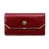 Cow Leather Zipper Clutch Wallet for Women
