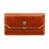 Cow Leather Zipper Clutch Wallet for Women