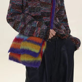 Vintage Rainbow Stripe Cotton Knit Shoulder Bag