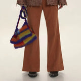 Vintage Rainbow Stripe Cotton Knit Shoulder Bag