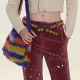 Vintage Rainbow Stripe Cotton Knit Shoulder Bag