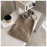 Vintage Wool Knit Shoulder Bag for Women