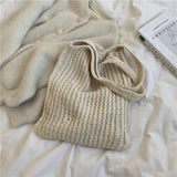 Vintage Wool Knitted Women's Shoulder Bag Large Handbag