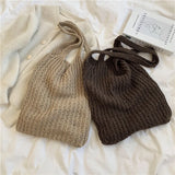 Vintage Wool Knitted Women's Shoulder Bag Large Handbag