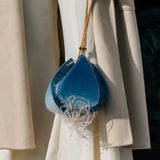 Velvet Cloth Stitching Luscion Lantern Flower Draw Rope Bucket Bag