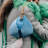 Velvet Cloth Stitching Luscion Lantern Flower Draw Rope Bucket Bag