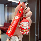 Christmas Santa Claus Keychain Soft Rubber Doll KeyRing Chain Bag Pendant Gift