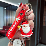Christmas Santa Claus Keychain Soft Rubber Doll KeyRing Chain Bag Pendant Gift