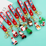 Christmas Santa Claus Keychain Soft Rubber Doll KeyRing Chain Bag Pendant Gift