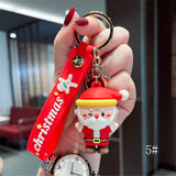 Christmas Santa Claus Keychain Soft Rubber Doll KeyRing Chain Bag Pendant Gift
