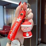 Christmas Santa Claus Keychain Soft Rubber Doll KeyRing Chain Bag Pendant Gift