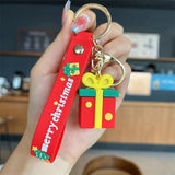 Christmas Santa Claus Keychain Soft Rubber Doll Key Ring Bag Pendant Gift