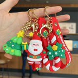 Christmas Santa Claus Keychain Soft Rubber Doll Key Ring Bag Pendant Gift