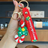 Christmas Santa Claus Keychain Soft Rubber Doll Key Ring Bag Pendant Gift