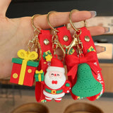 Christmas Santa Claus Keychain Soft Rubber Doll Key Ring Bag Pendant Gift