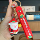 Christmas Santa Claus Keychain Soft Rubber Doll Key Ring Bag Pendant Gift