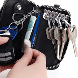 Leather Key Holder Organizer Multifunctional Key Case Wallet