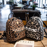 Leopard Print PU Leather Girls School Backpack Bag