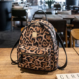 Leopard Print PU Leather Girls School Backpack Bag