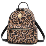 Leopard Print PU Leather Girls School Backpack Bag