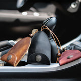Vintage Leather Car Key Holder Housekeeper Hook Ring Organizer