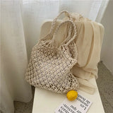 Hollow Out Woven Bag with Cotton Lining for Beach FHC057