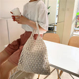Hollow Out Woven Bag with Cotton Lining for Beach FHC057