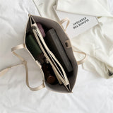 Autumn Solid PU Shoulder Bag Large Capacity Messenger Handbag
