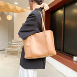 Autumn Solid PU Shoulder Bag Large Capacity Messenger Handbag
