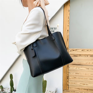 Autumn Solid PU Shoulder Bag Large Capacity Messenger Handbag
