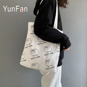 Art Lamb Canvas School Bag Lightweight Women's Handbag