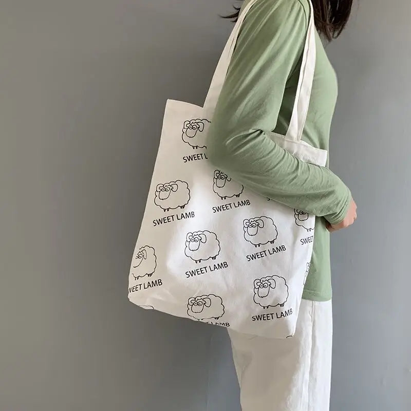 Art Lamb Canvas School Bag Lightweight Women's Handbag
