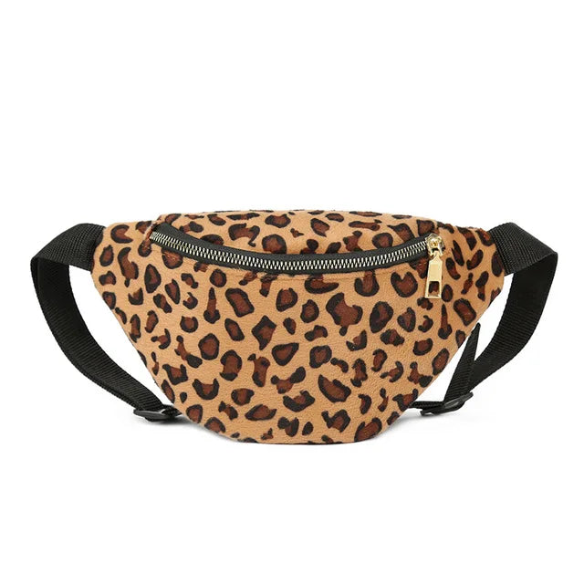 Autumn Leopard-Print Bra with Waistcoat and Fur Bag