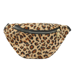 Autumn Leopard-Print Bra with Waistcoat and Fur Bag