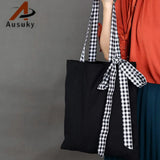 Bowknot Canvas Women Messenger Bags Small Shoulder Girls Handbags Crossbody Bags