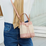 Candy Drawstring Bucket Bag Straw Shoulder Bag Girly Wind Crossbody