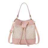 Candy Drawstring Bucket Bag Straw Shoulder Bag Girly Wind Crossbody