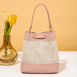 Candy Drawstring Bucket Bag Straw Shoulder Bag Girly Wind Crossbody