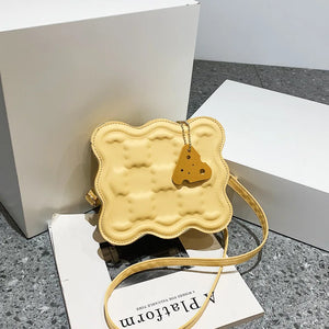 Cheese Bag Small Shoulder Bag Leather Waist Bag Handbag B488