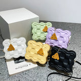 Cheese Bag Small Shoulder Bag Leather Waist Bag Handbag B488